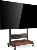 Generic suporte de TV de 85 polegadas, rodas móveis, ecrã LCD, capacidade de carga ajustável em altura de 130 LB, com grande espaço de armazenamento em madeira