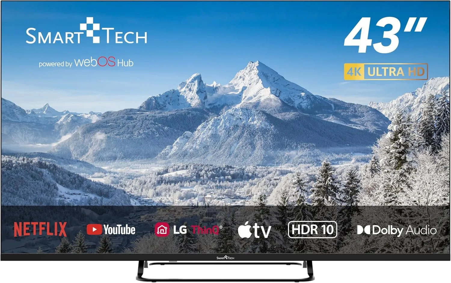 Smart Tech Smart TV OS-43UW02V 3xHDMI, 108 cm, 3 HDMI, 2 USB, TV, 4K UHD, som Dolby, MEMC- Dolby Audio, 2xUSB, Smart TV Web OS-43UW02V- Molotov, Netflix