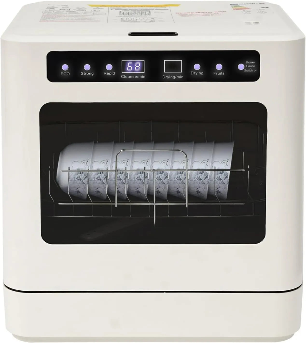 KDbinytt Máquina de lavar loiça, 800 W, camping, luz LED para cozinha, secagem de ar quente e limpeza UV, 4 modos de limpeza, mesa