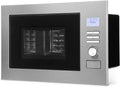 Bomann micro-ondas, 25 L, 8 programas, encastrado, timer, grelha, ecrã LCD, aço inoxidável, microondas, prata, mesa giratória