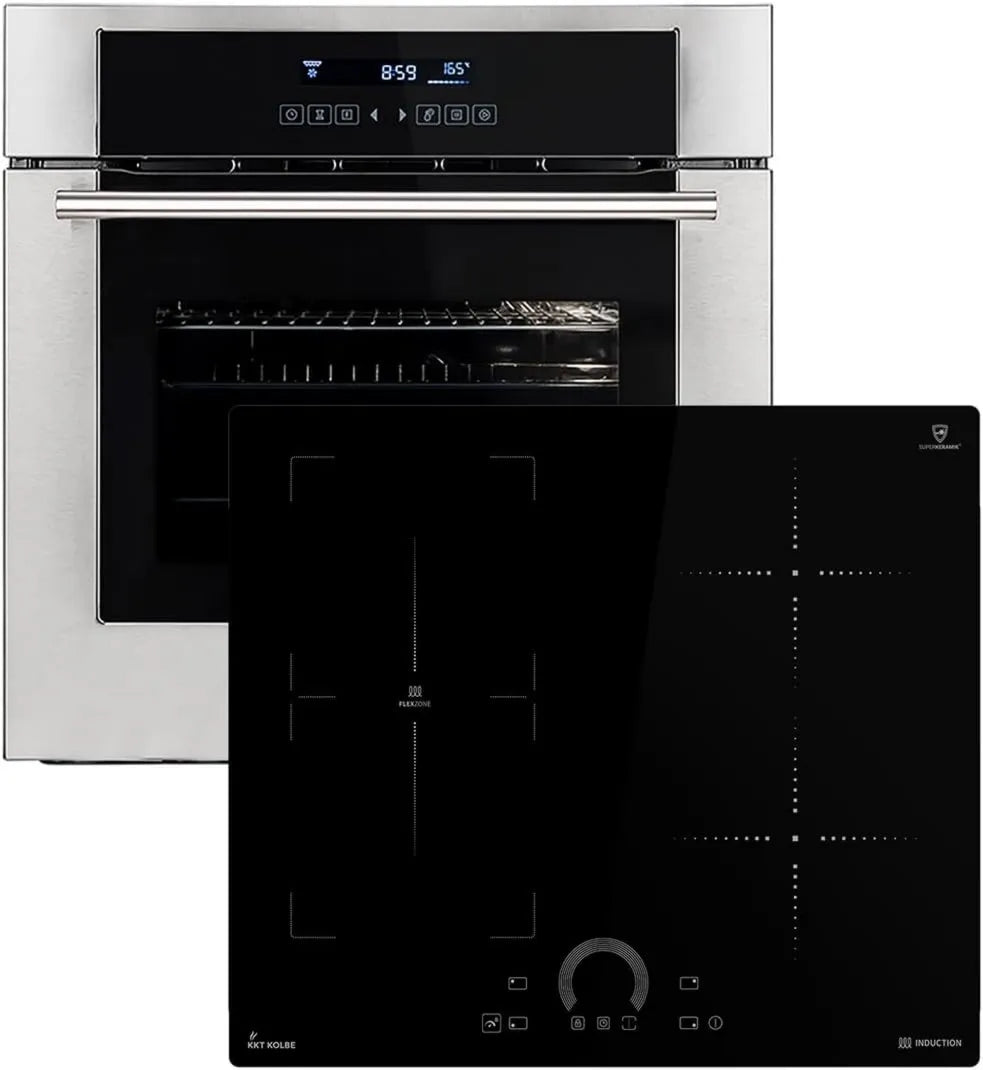 KKT KOLBE Forno elétrico, 60cm, KKT EB8015ED IH85901FZ, encastrado, timer, grelhador, placa de indução de 59cm, temporizador automático, KOLBE, SET8015IH592FZ, Ar quente