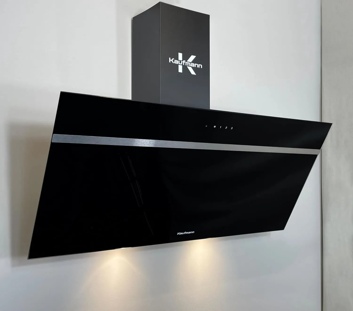 exaustor, 90 cm, 1000 m3/h, capa de cozinha, instalação de parede, Kaufmann Capa de parede VIKTORIA 90 BL exaustor sem cabeça 1000 m3/h 90