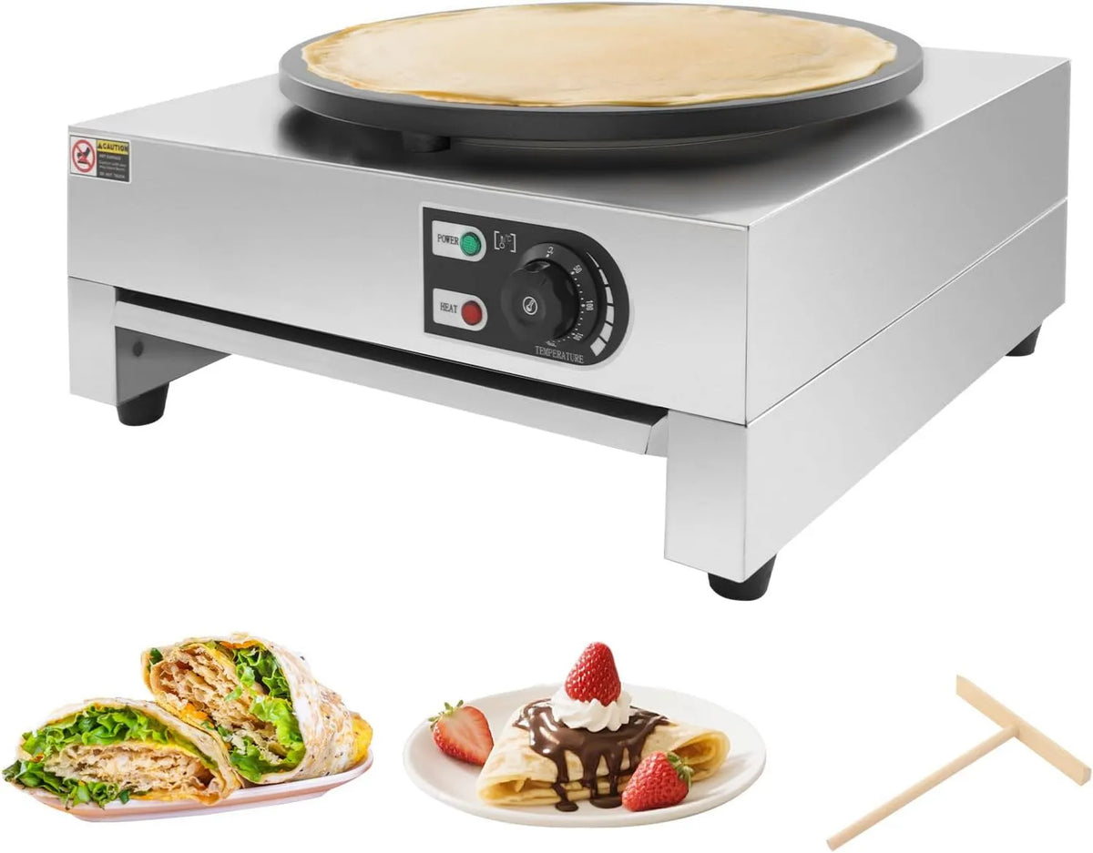 ACLICE Gaveta de aquecimento, 3000 W, 50 a 300 °C, restaurante, aço inoxidável, máquina de panquecas gastronômicas, 400 mm, regulação de temperatura, café