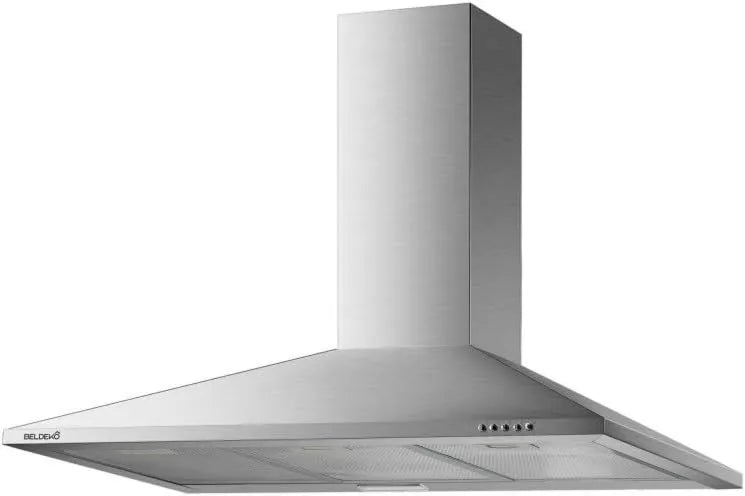 BELDEKO exaustor m3/h, 90 cm, 338 m3/h, capa de cozinha, instalação de parede, aço inoxidável, Reciclagem - Marca francesa