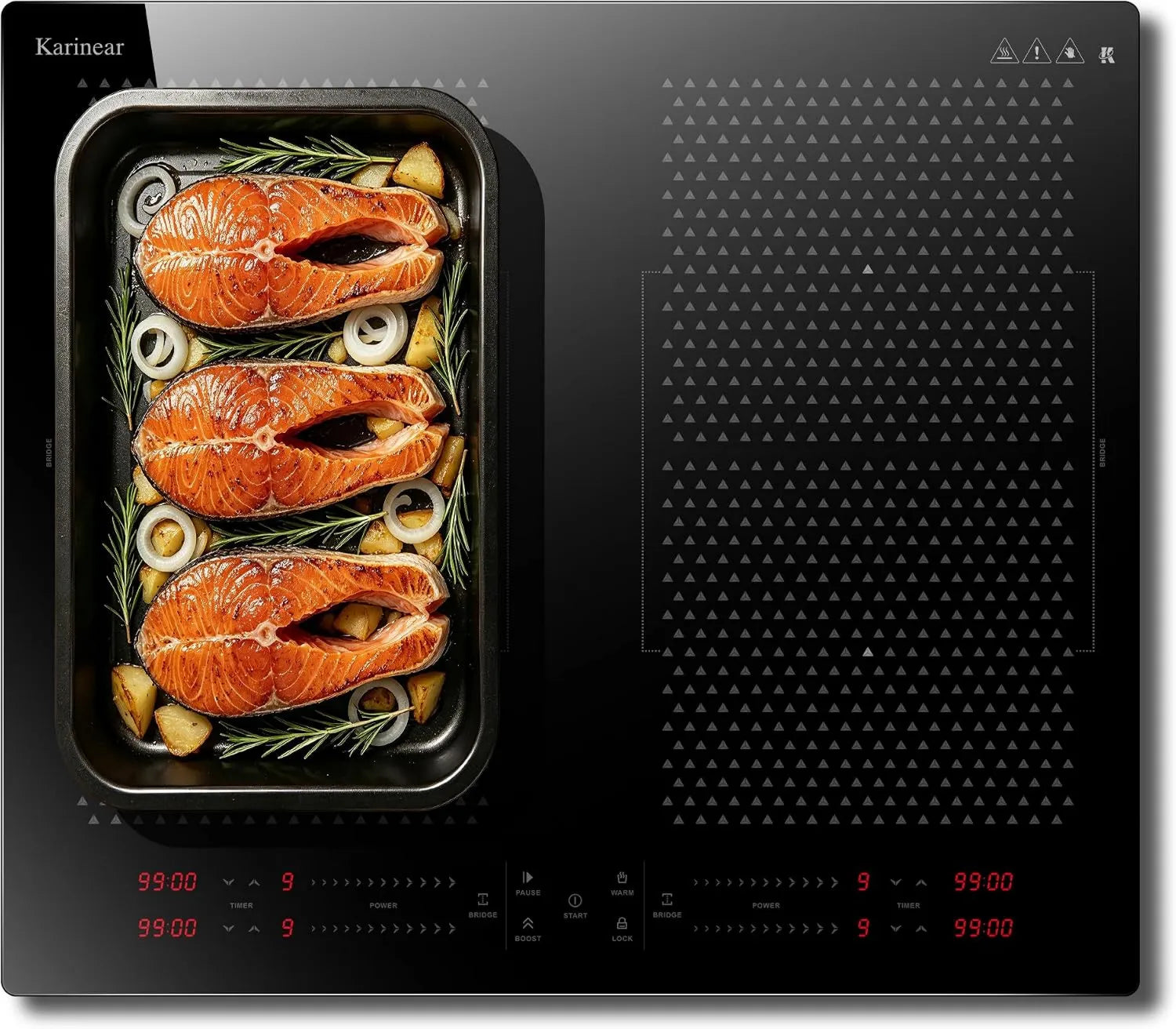 Placa de indução, 60CM, 4 lareiras, 7200 W, 220 V, mesa de indução de cozinha, Boost, toque, travamento, recessível, temporizador, placa Karinear
