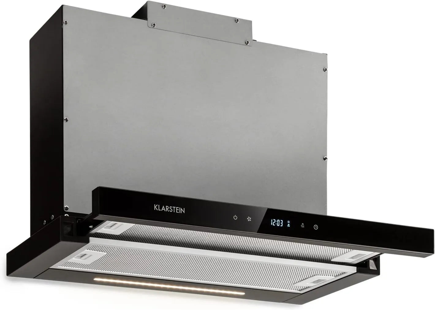KLARSTEIN exaustor de sucção, 60cm, 640 m3/h, capa de cozinha, toque, temporizador, ecrã LCD, preto, LED, CEE A, 640m3, KLARSTEIN Mariana Neo - Hood