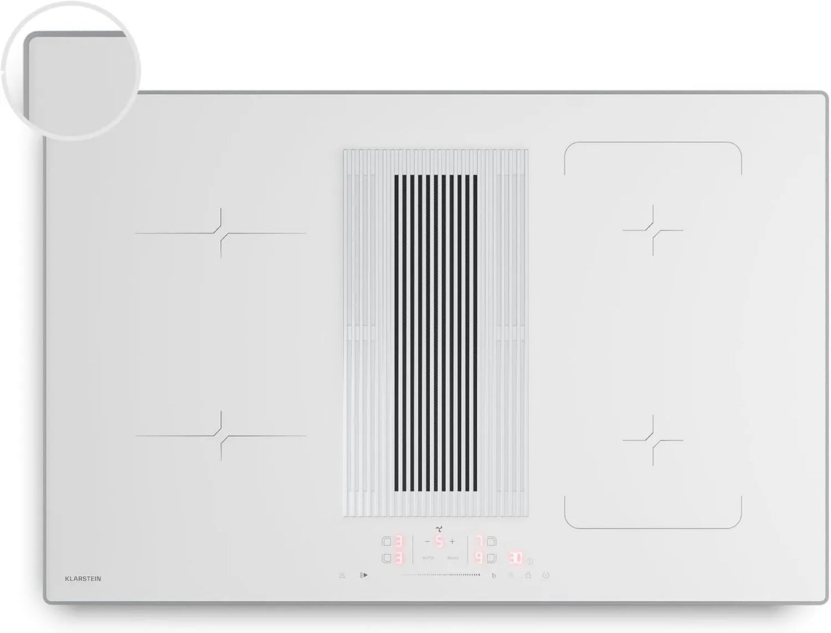 KLARSTEIN Indução placa, 80cm, 4 lareiras, 8400 W, mesa de cozinha indução, Boost, toque, bloqueio, temporizador, 4 zonas, Velar