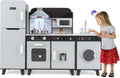 Máquina de lavar roupa, Kitchen Set para meninos meninas de 3 anos +, COSTWAY 3 em 1 criança cozinha com máquina de refrigeração e lavagem, micro-máquinas e máquina