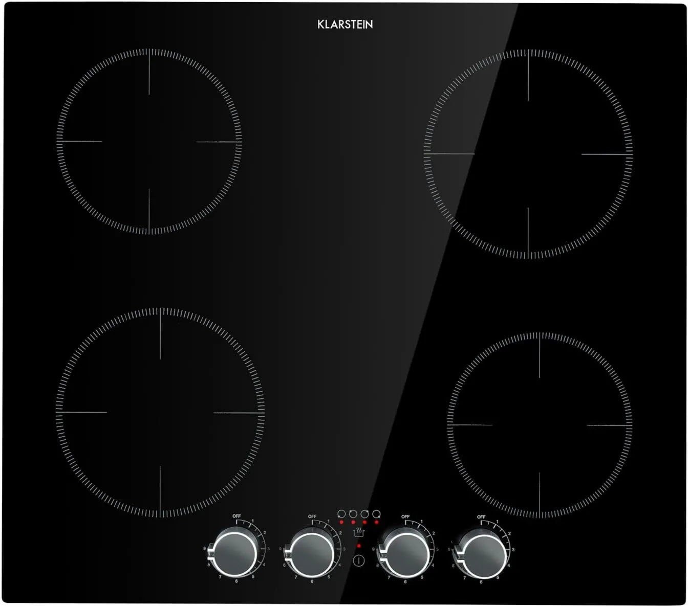 KLARSTEIN Placa de indução, 4 lareiras, 6000 W, mesa de cozinha de indução, built-in, 4 placa a gás, placa de cozinha com segurança