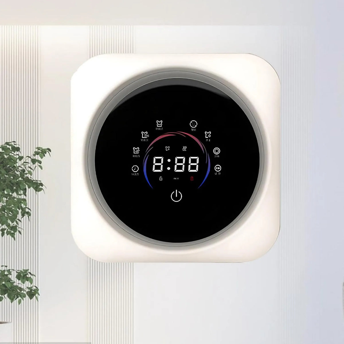 Lissontine Máquina de lavar roupa, máquina de lavar roupa, secador, instalação de parede, ecrã LCD, 2 zonas de temperatura, aço inoxidável, painel de controlo LCD