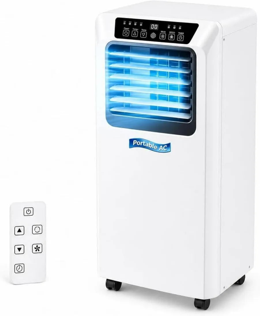 SPECIALBIEGEBUY Ar condicionado 9000BTU, oscilação, efeito 3D, fluxo de ar 3D, 2 velocidades, ar condicionado móvel 7000/9000 BTU com Modo Noturno e Auto- Evaporação 9000BTU