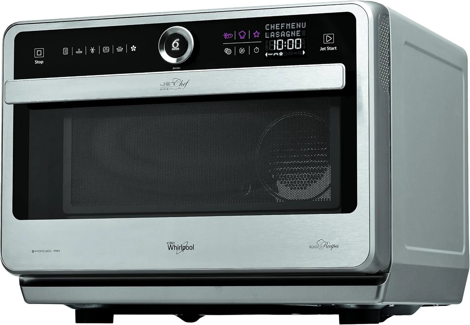 Whirlpool JT479Ix Microondas, 33 L, microondas, preto, Prata