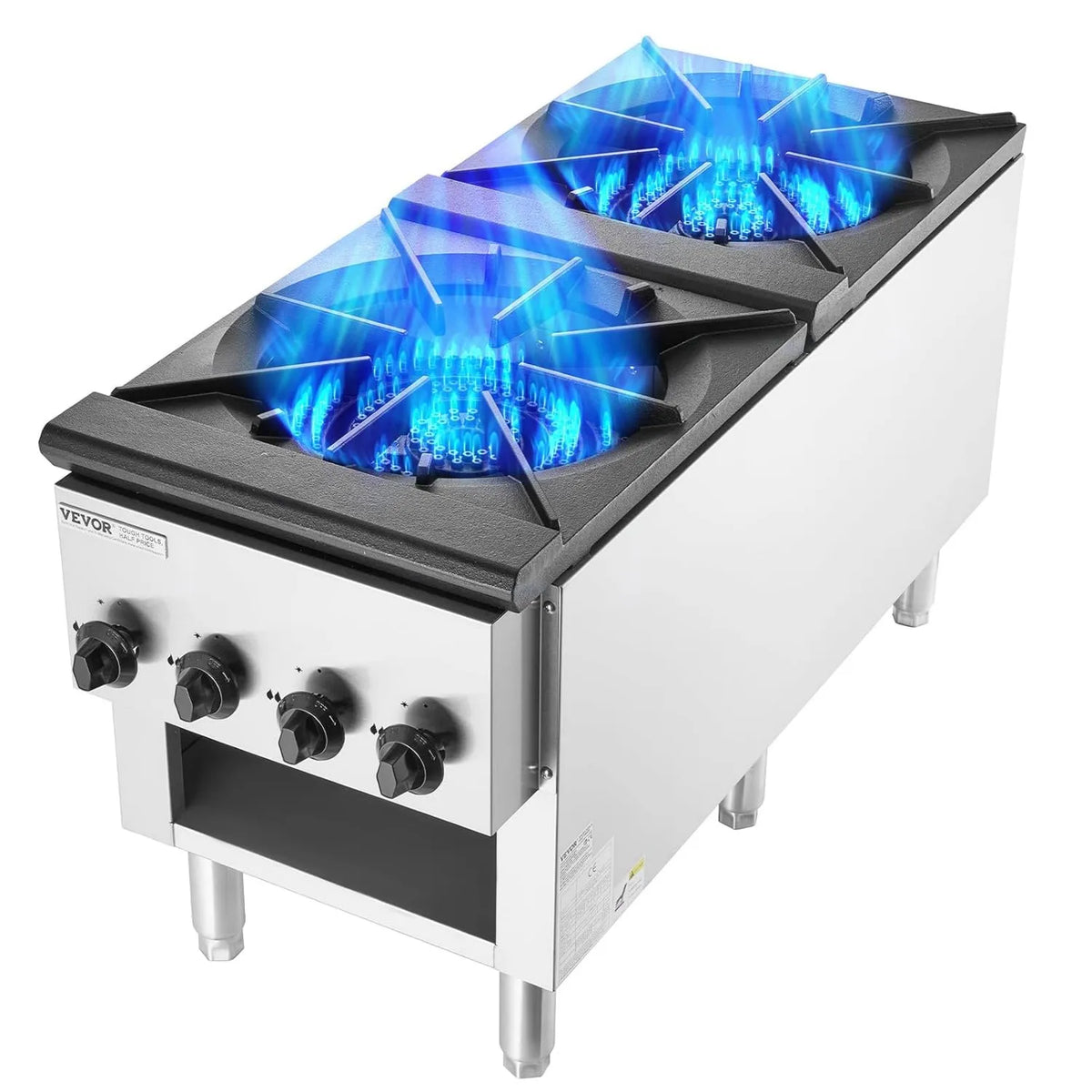 VEVOR Máquina de cozinhar com forno, profissional, restaurante, aço inoxidável, 52 kW, VEVOR fogão de gás comercial 2 queimadores, placa de cozinha de