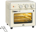 HOMCOM Forno elétrico, 20 L, 1400 W, 90 a 230 °C, temporizador, grelha, compacto, branco, 5 modos, secador de ar de metal, cesta de fritura