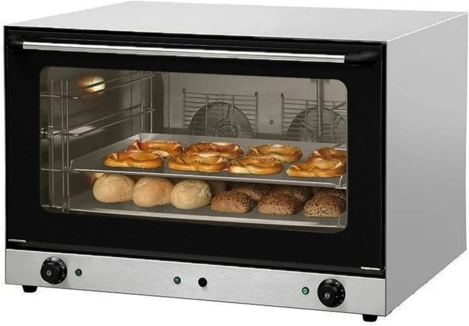 Générique Forno elétrico, profissional, aço inoxidável, 300°C, Convecção forno pastelaria 4 Níveis 600x400 - Injeção de água - 300°C - Aço inoxidável