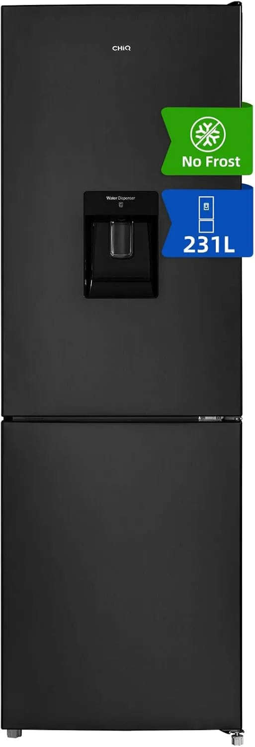 Frigorífico combinado, 231 L, CHiQ FBM228NE4DE, No Frost, frigorífico com congelador, preto, congelador de 4 estrelas, dispensador de água, Refrigeração