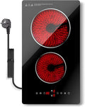 Placa de vidro cerâmico, 2 lareiras, 3000 W, toque, travamento, placa vitrocerâmica 2 Lâmpadas Táteis deslizando 3000W Segurança infantil Nardea