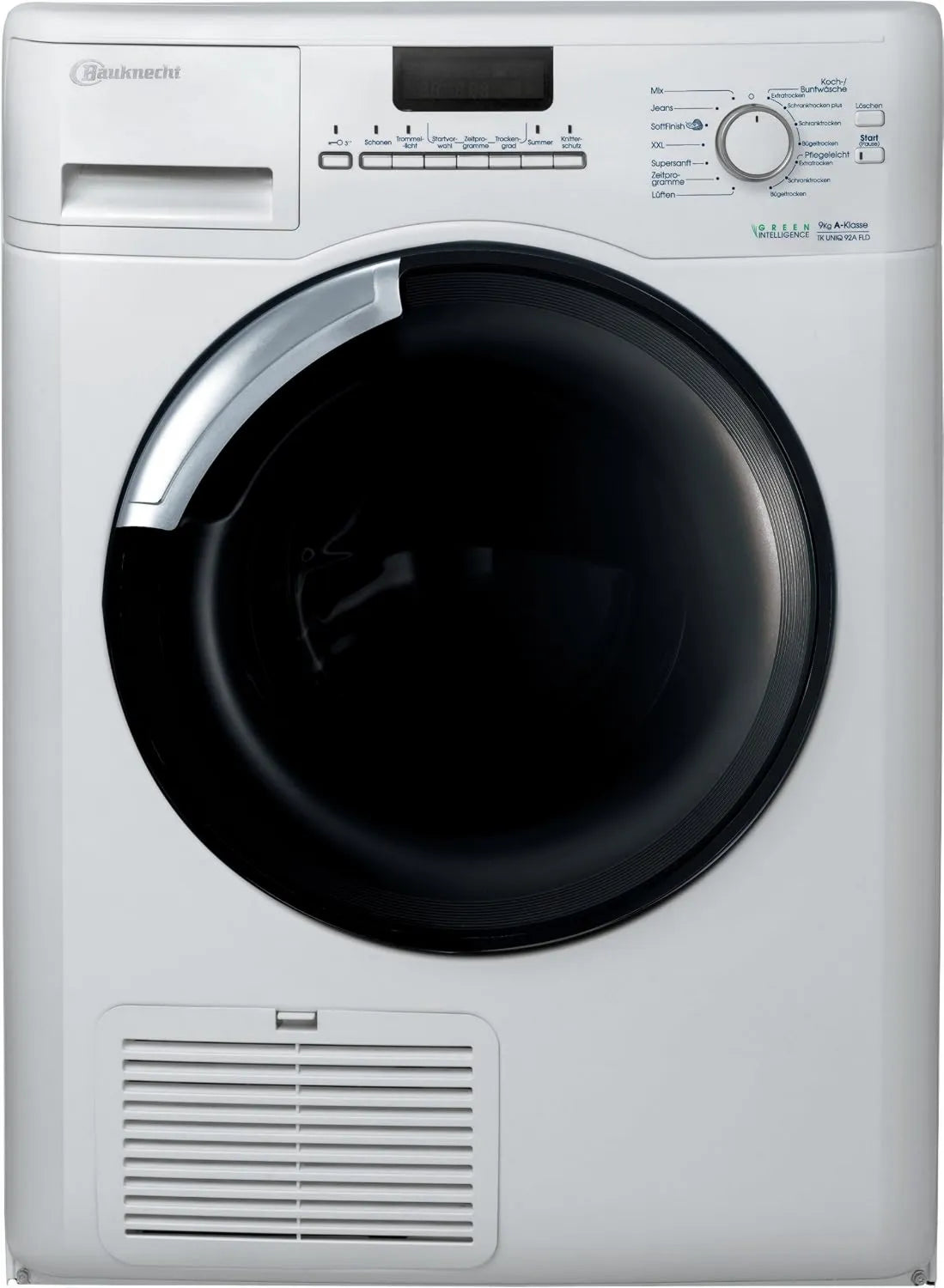 Secador de bomba de calor Bauknecht 92A, 9 kg, A-50%, Bauknecht TK UNIQ 92A FLD Dryer, tambor reversível, partida atrasada