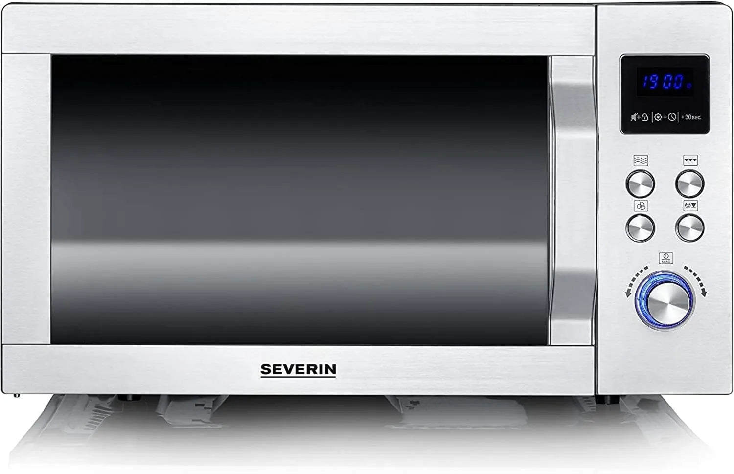 Severin Microondas, 25 L, 050 W, grelha, aço inoxidável, microondas, microondas 10 níveis de potência, MW 7777, 2 050 W, fundo plano em
