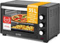 Forno elétrico de pizza, 35 L, 1600 W, temporizador, grelha, revestimento anti-aderente, 3 alturas de inserção, TZS First Austria