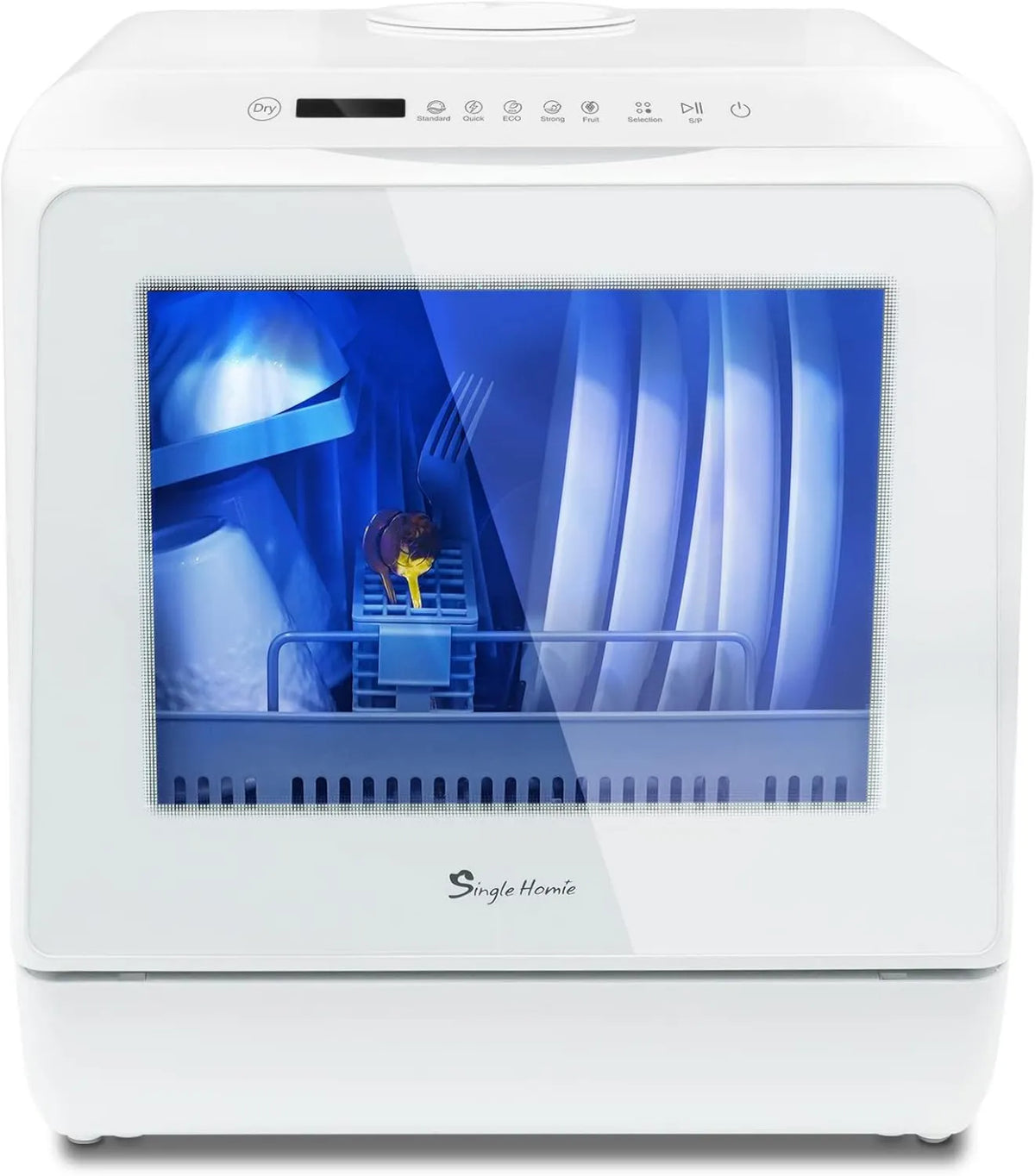singlehomie Máquina de lavar loiça, 5 programas, portátil, toque, branco, LED ecrã, lavagem de frutas