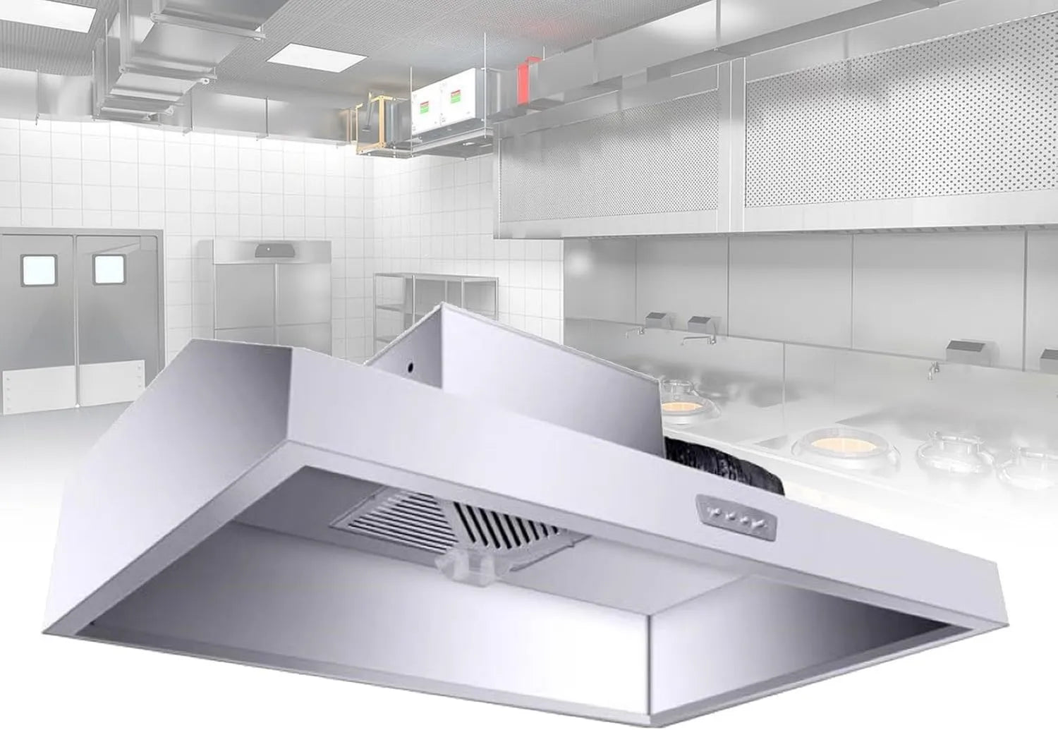 ZPRMMN exaustor, 680 W, capa de cozinha, instalação de parede, profissional, restaurante, aço inoxidável, Cor: 80 * 60 * 45, Tamanho: 680W