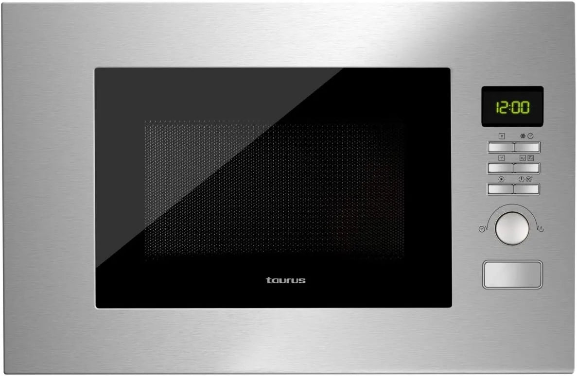 TAURUS Microondas de Touro, 20 L, 700 W, encastrado, grelha, aço inoxidável, microondas, Tecnologia SmartHeat, 6 Níveis de Potência, Modo ECO