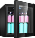 Bomann Frigorífico, 46 L, iluminação LED, preto, 2 prateleiras de cabo, controlo +3 a +18 °C, porta de vidro duplo, pés ajustáveis