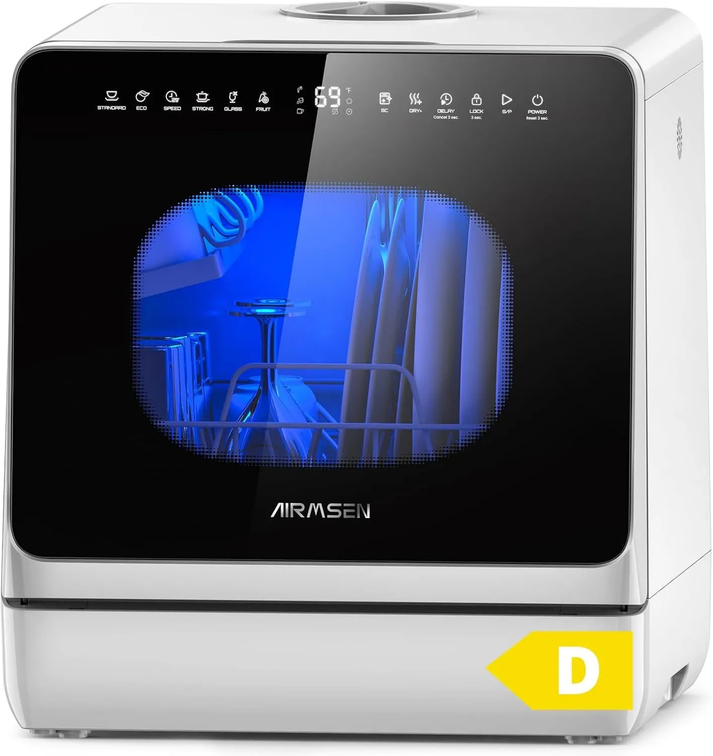 AIRMSEN Máquina de lavar loiça, 5 L, 8 programas, portátil, travamento, partida distintiva 1-6 h, amaciante de água e Segurança Infantil