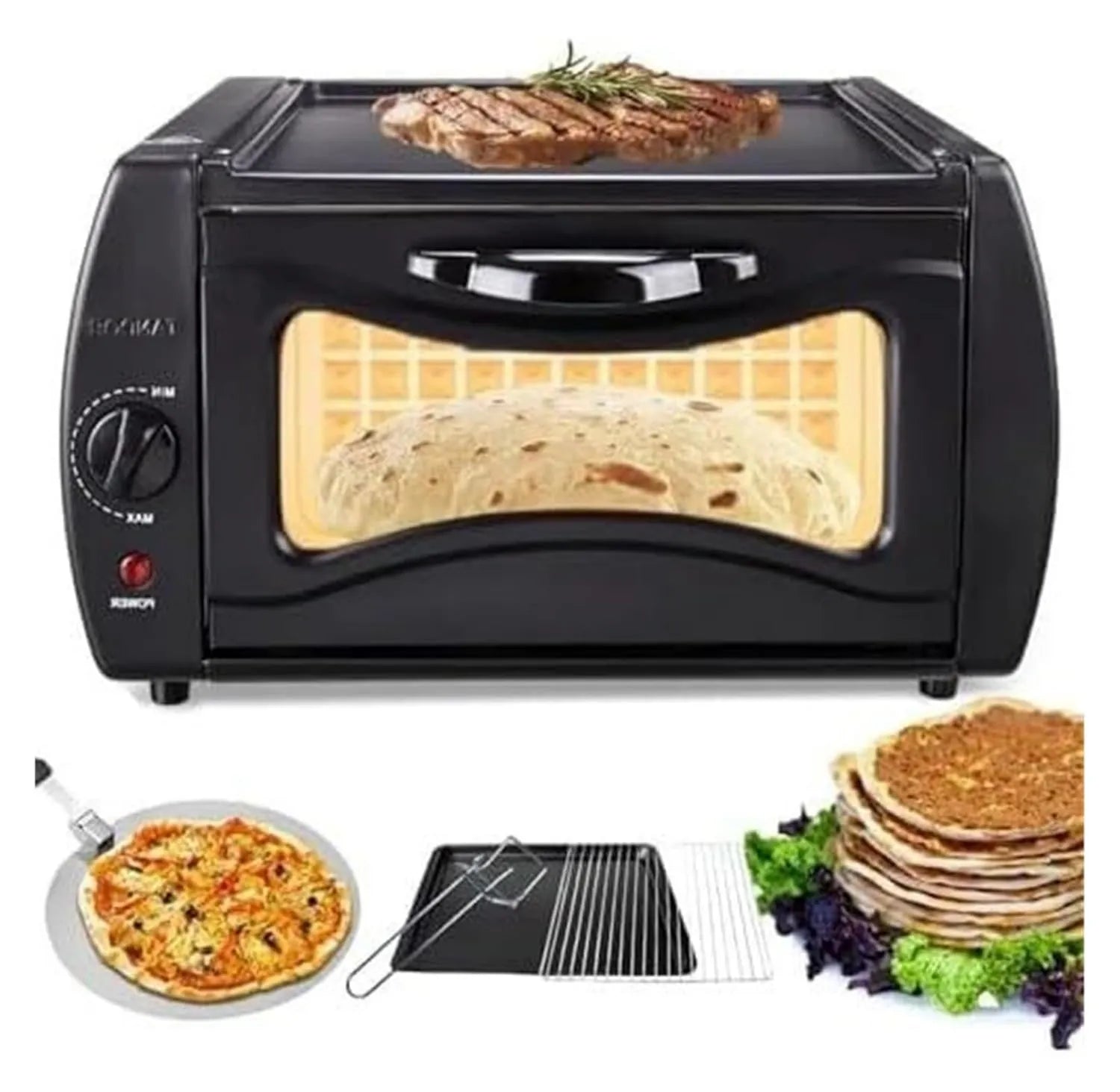 Generic Pizza forno elétrico, forno elétrico contador e máquina de pizza, forno elétrico compacto versátil com acessórios de cozinha completa
