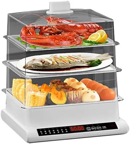MZBDYYF Produto 800 W caixa de vapor compacto para arroz, fogão a vapor de 3 estágios com tigelas removíveis, carne, legumes, 60 minutos de temporizador