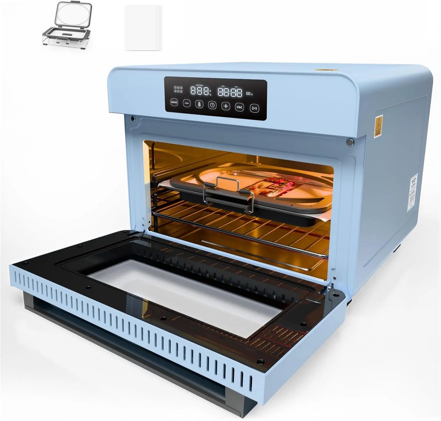 Forno elétrico V20, 20 L, 1300 W, 220 V, azul, + kit de bandeja A4, PYD Life V20 Forno de sublimação multifunções 20 L 220 V 1300 W Forno azul claro com