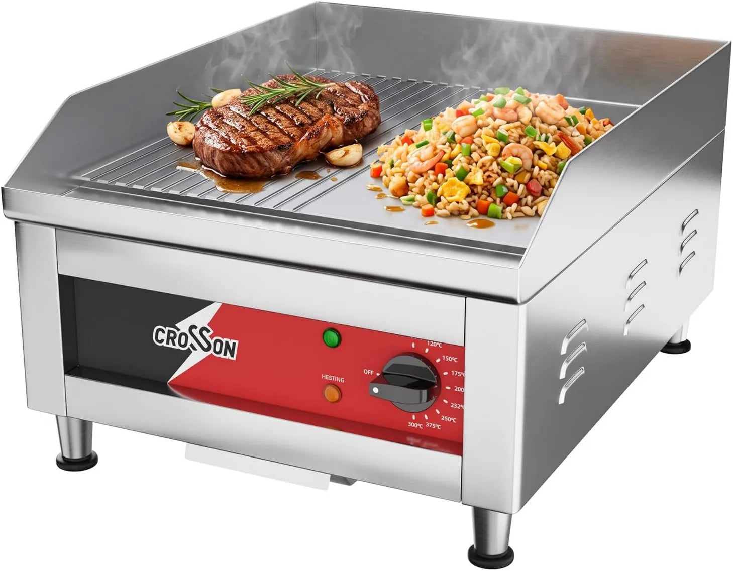Produto Comercial Placa elétrica de grelhar 10mm de espessura Anti-stick para churrasco Restaurante Lanche-Bar, crosson Plancha Electric