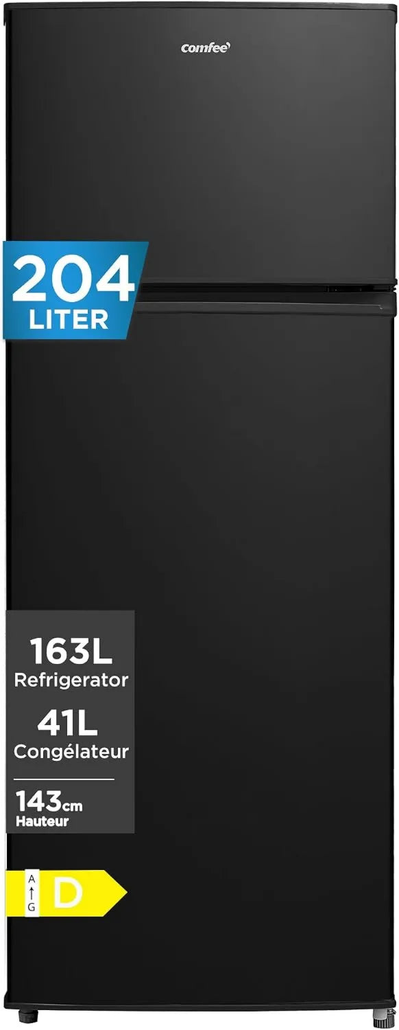 Comfee Congelador 163L+41L, 204L, Inversor, 2 zonas de temperatura, armário congelador, preto, 137 kWh, ano, LED, Congelador Congelador 2 portas