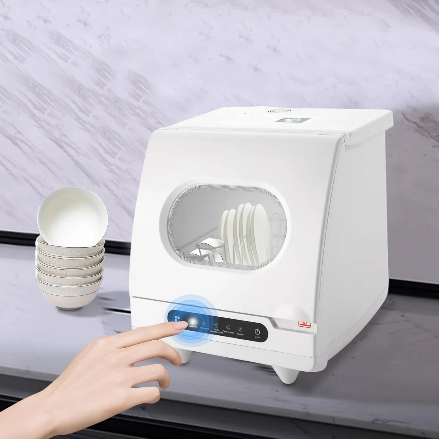 DSYOGx Máquina de lavar loiça, 50 Hz, 800 W, 220 V, portátil, camping, cozinha, dormitórios, mini máquina de lavar loiça compacta portátil com ecrã digital compacto para