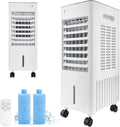 Simsky Ar condicionado, 12 L, 4-em-1 frigorífico, tanque grande, 2 blocos de gelo, tanque 12L com indicador de nível, comando à distância, ecrã