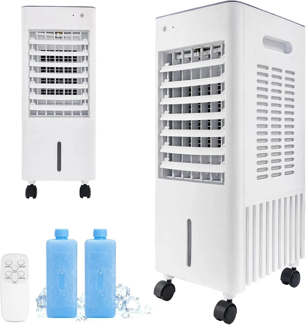Simsky Ar condicionado, 12 L, 4-em-1 frigorífico, tanque grande, 2 blocos de gelo, tanque 12L com indicador de nível, comando à distância, ecrã