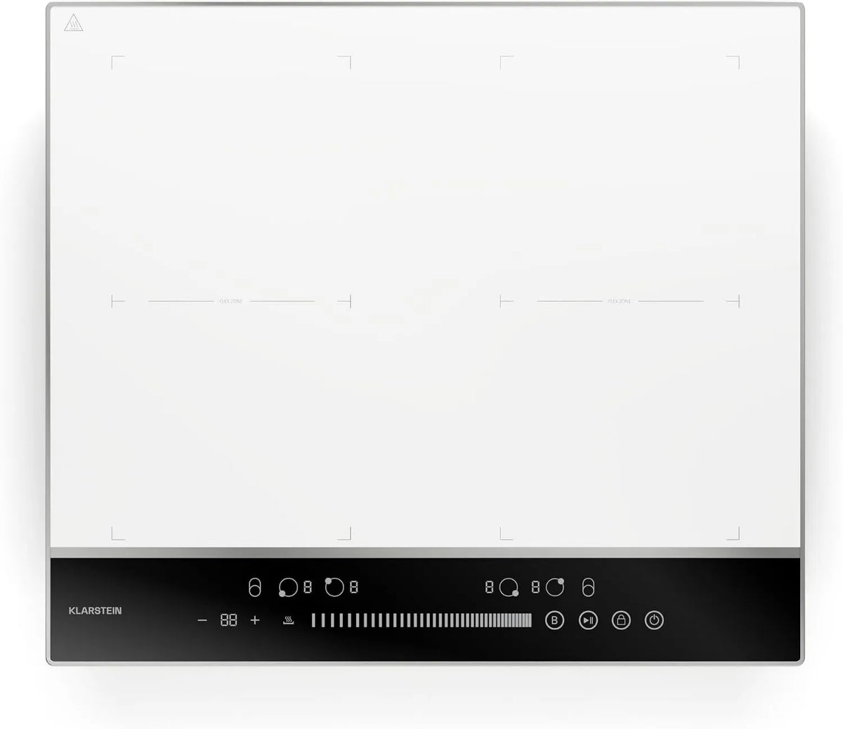 KLARSTEIN Placa de indução, 4 lareiras, 7200 W, mesa de cozinha de indução, Boost, timer, branco, 4 zonas flexíveis, Thermoboost, moldura de alumínio
