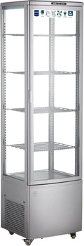 METRO Professional Vidro refrigerado GGC3270SV, 51, 5 x 48, 5 x 189, 5 cm, 270 L, rodízios móveis, prata, 4 prateleiras ajustável