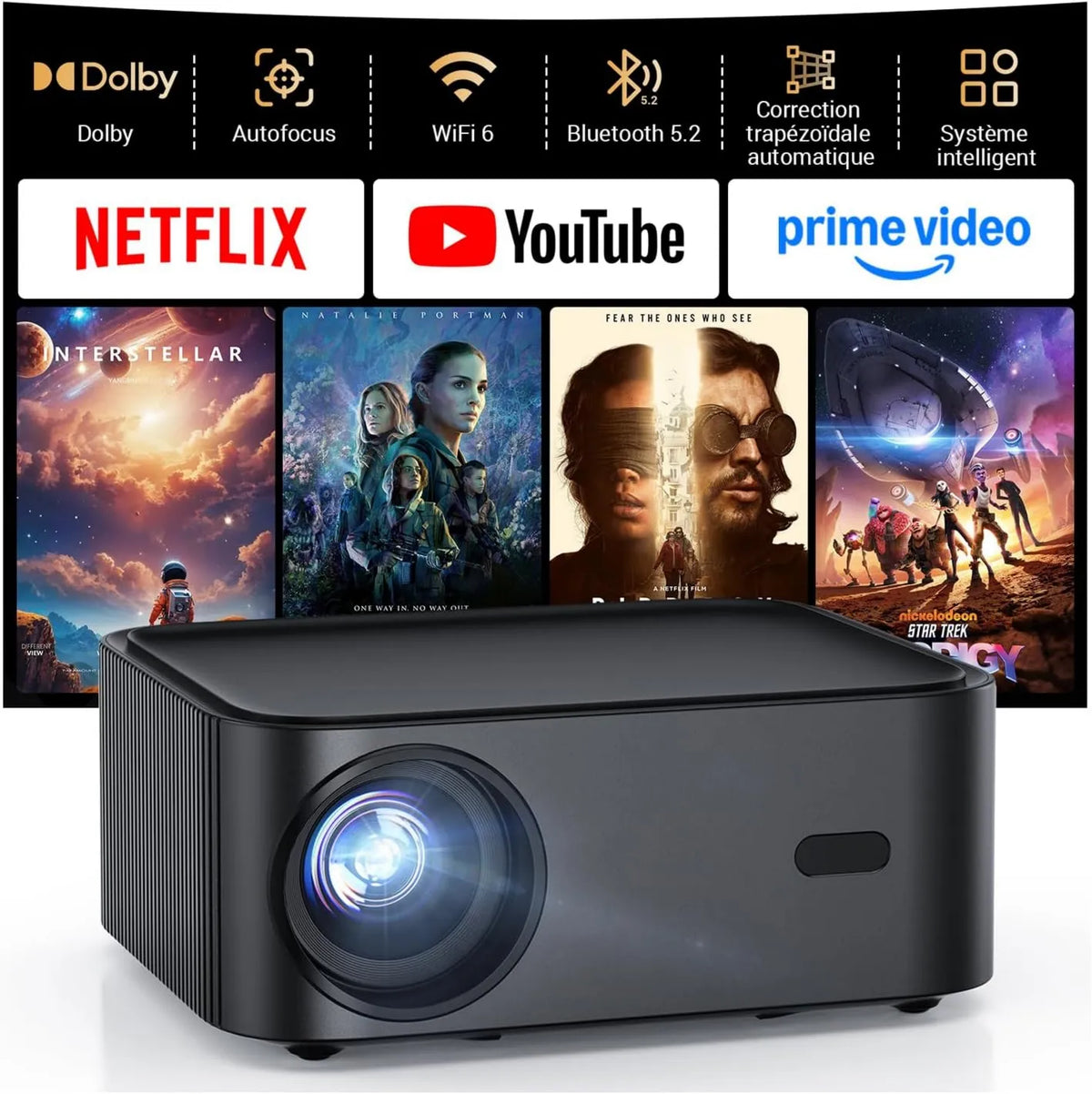 Smart TV H11 Stick, USB/PS5, TV, 4K UHD, HDMI, exterior, projetor HAPPRUN 4K compatível com Netflix-App, Mini Retroprojector