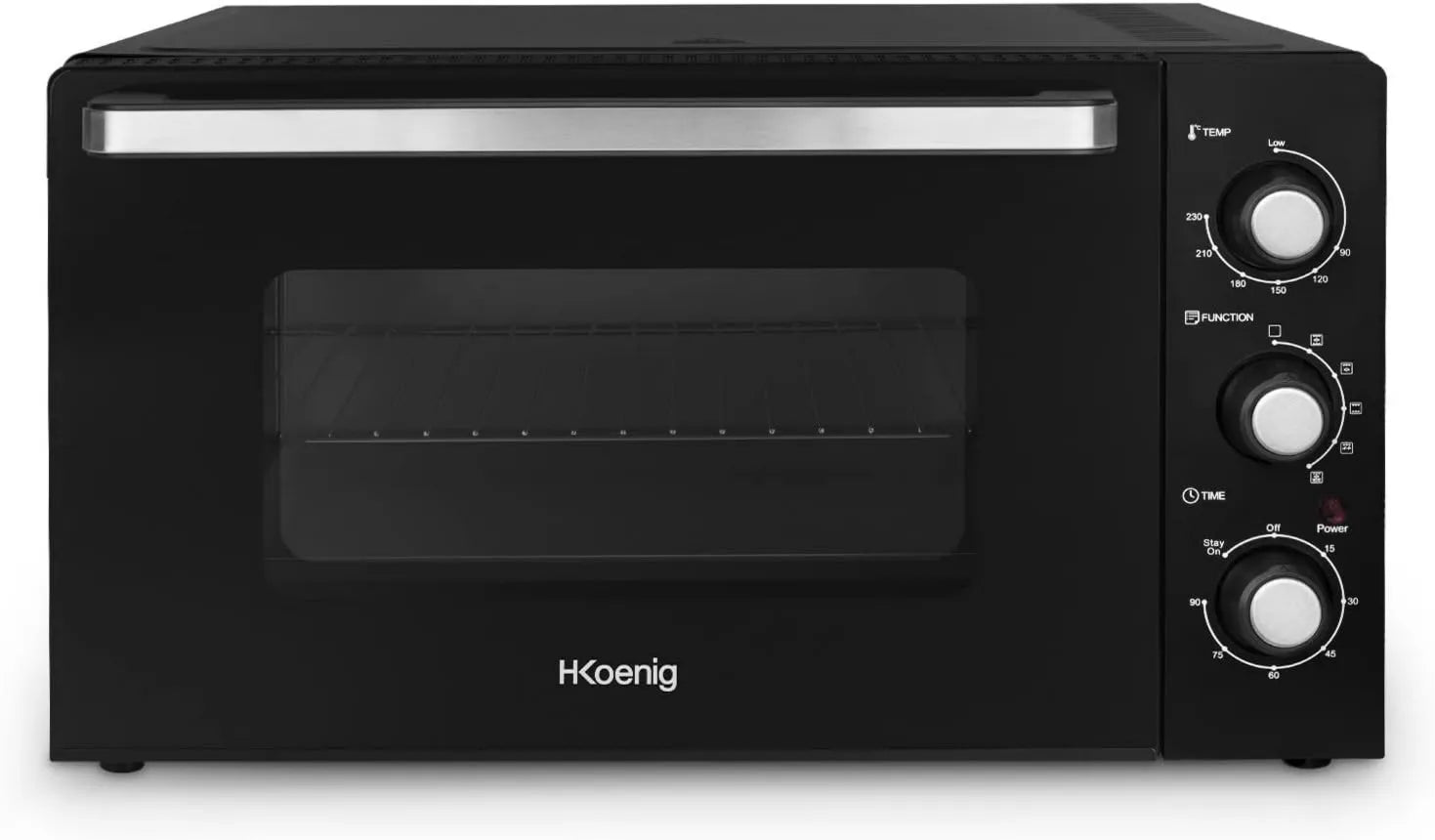 H.Koenig Forno elétrico FO42, 42 L, 2000 W, temporizador, compacto, 2 zonas de temperatura, 5 modos de cozedura, capacidade 42L, Temperatura até 230°C, 2000W
