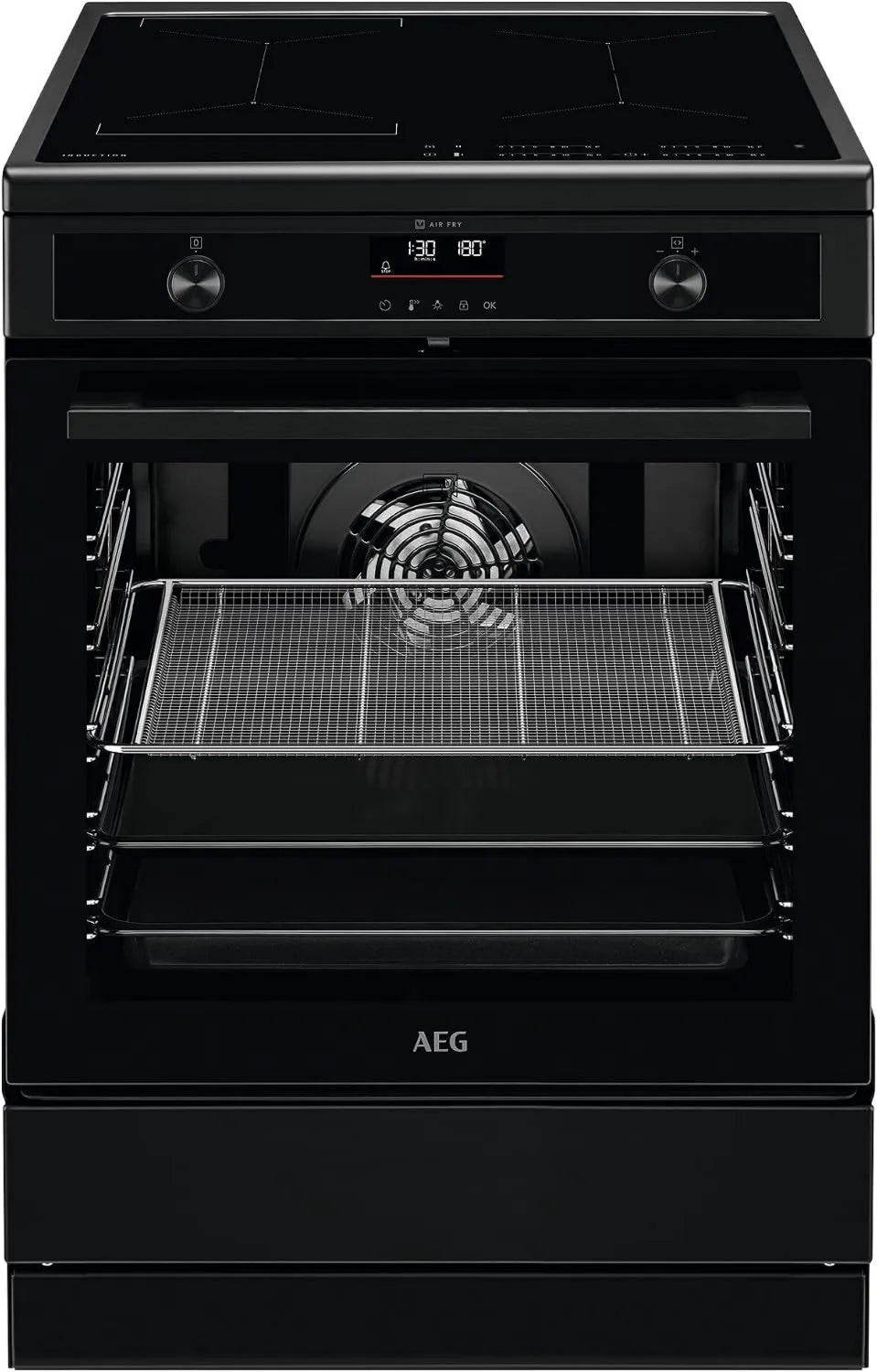 AEG CIB6499APB Utensílios de cozinha com forno, 60 cm, toque, trava, grelha, Hob2Hood, Pirólise - Limpeza automática, SoftClosing, Ecrã com Relógio, Segurança